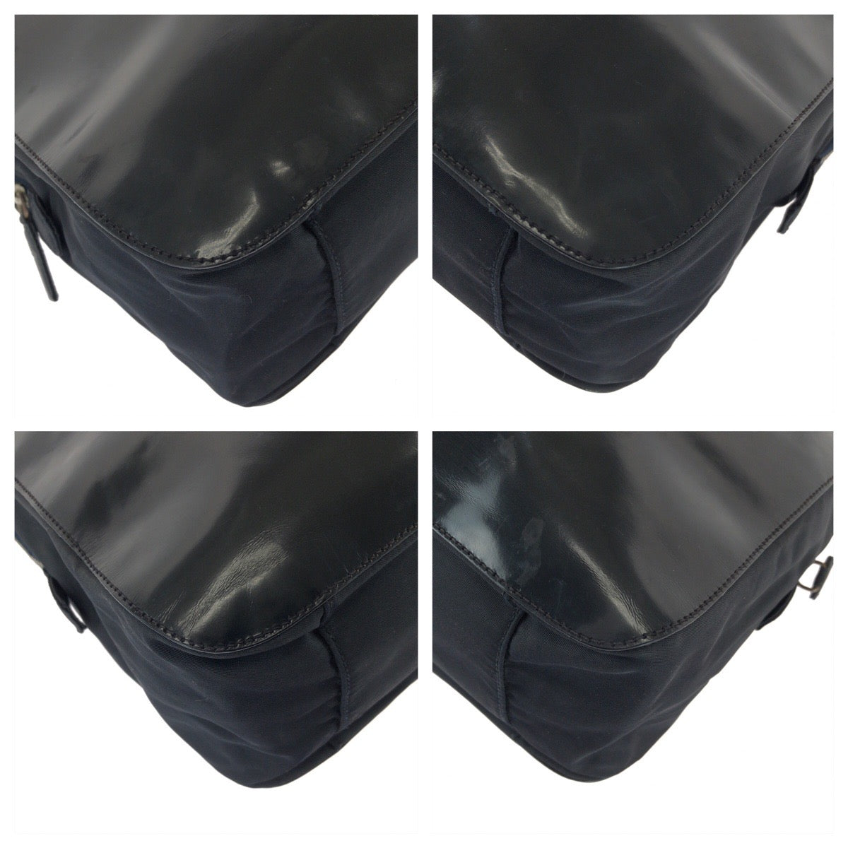 26037
PRADA プラダ ヴィンテージ テスート ブラック 黒 シルバー金具 パテントレザー / ナイロン トートバッグ レディース AB21