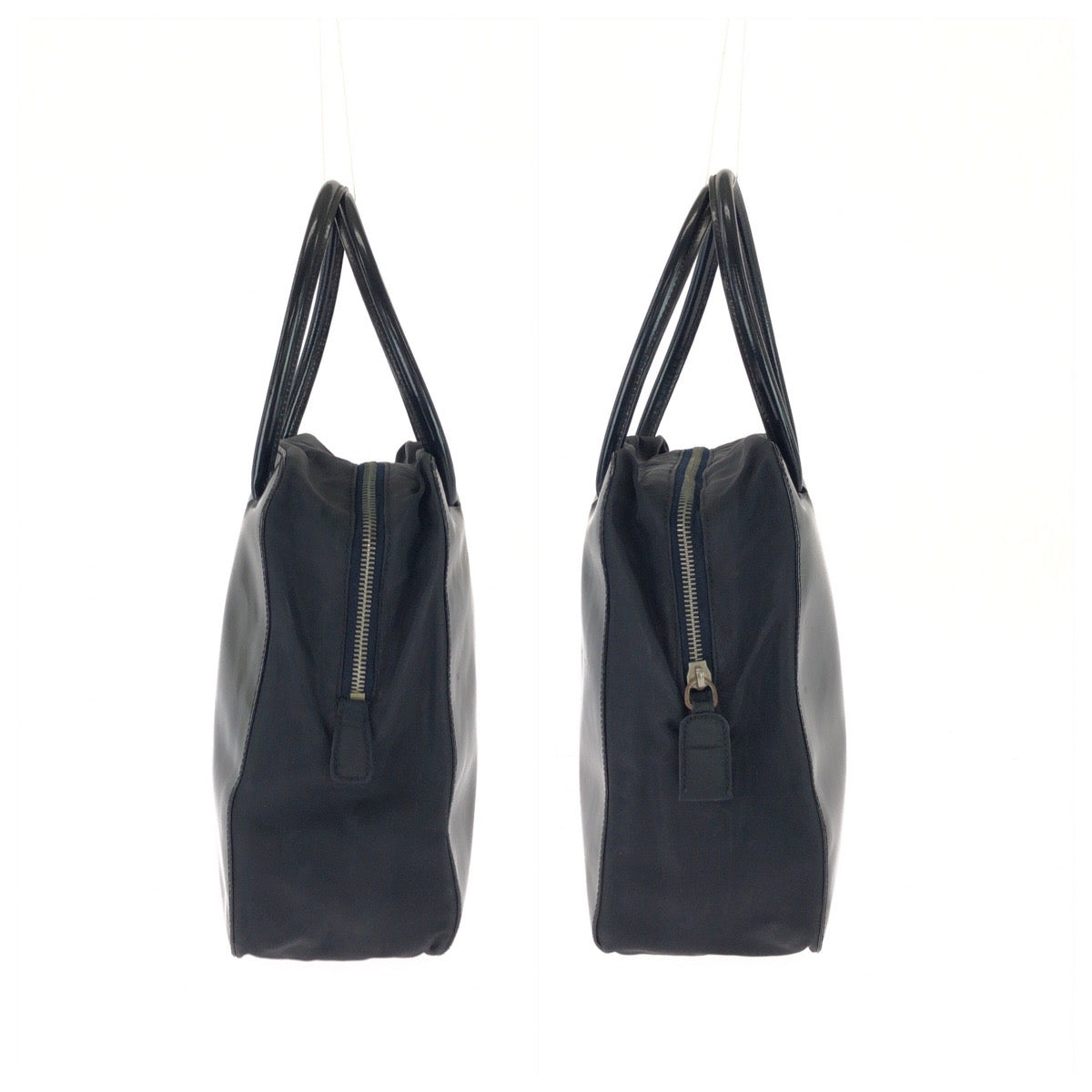 26037
PRADA プラダ ヴィンテージ テスート ブラック 黒 シルバー金具 パテントレザー / ナイロン トートバッグ レディース AB21
