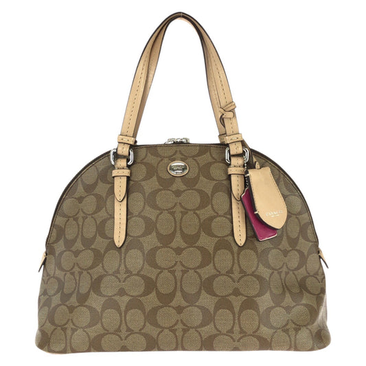 26038
COACH コーチ シグネチャー ブラウン ベージュ シルバー金具 PVC / レザー F26184 ハンドバッグ レディース ABP8