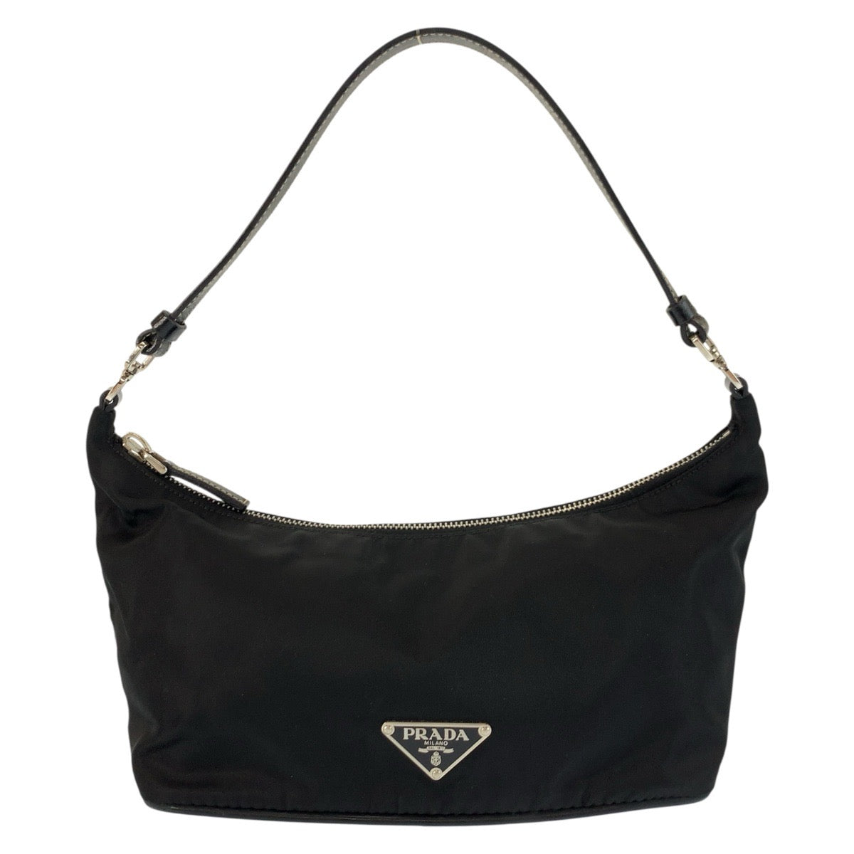 26039
PRADA プラダ テスート 三角ロゴプレート ブラック 黒 シルバー金具 ナイロン ハンドバッグ アクセサリーポーチ レディース ABP35