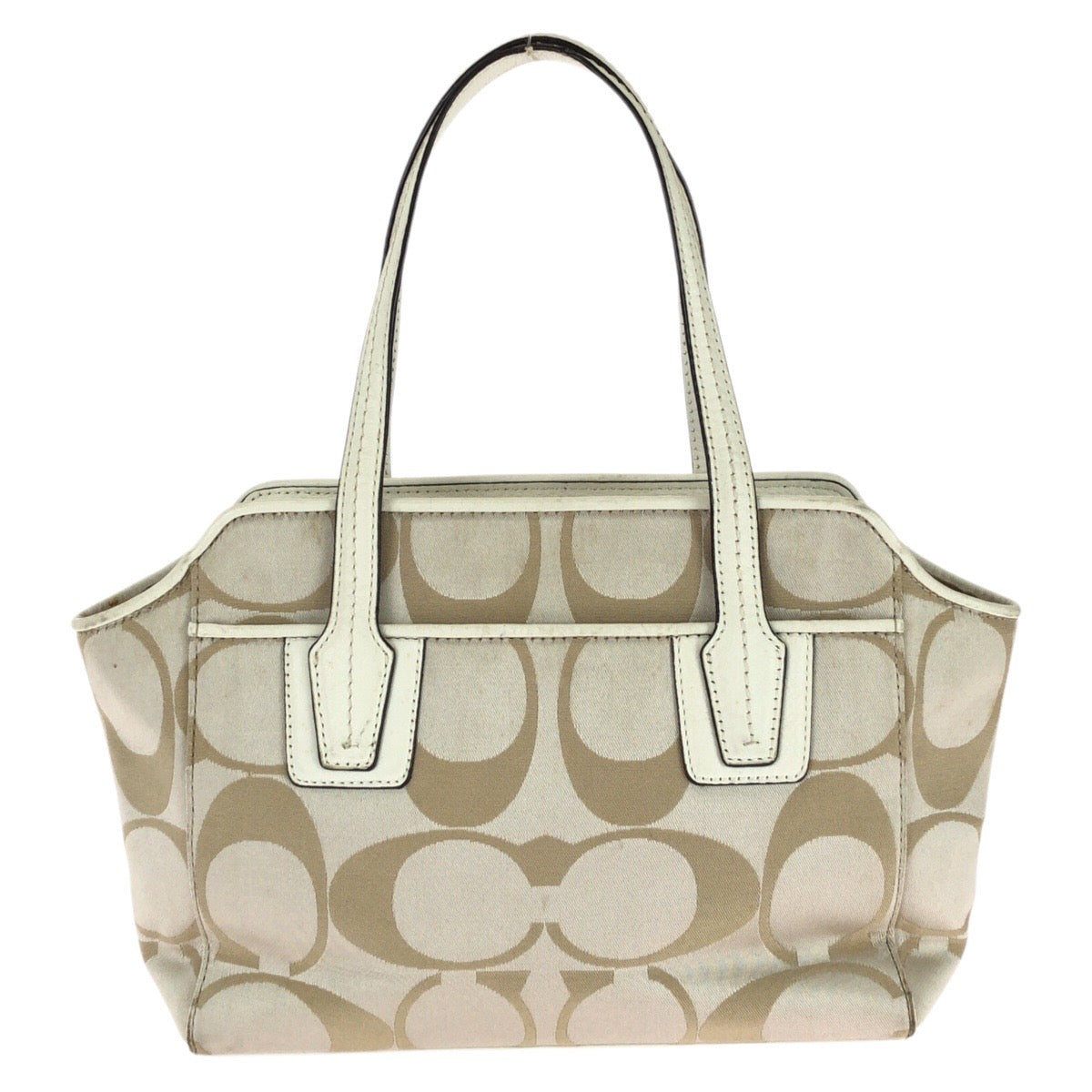 26040
COACH コーチ シグネチャー ２way ベージュ ホワイト シルバー金具 キャンバス / レザー トートバッグ ショルダーバッグ レディース AB8