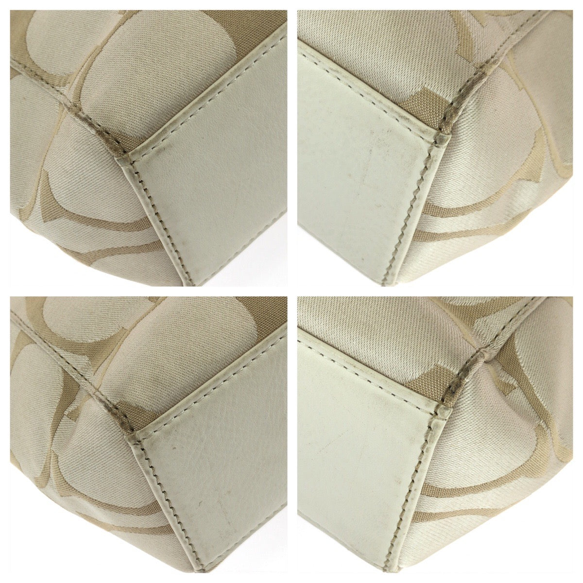 26040
COACH コーチ シグネチャー ２way ベージュ ホワイト シルバー金具 キャンバス / レザー トートバッグ ショルダーバッグ レディース AB8
