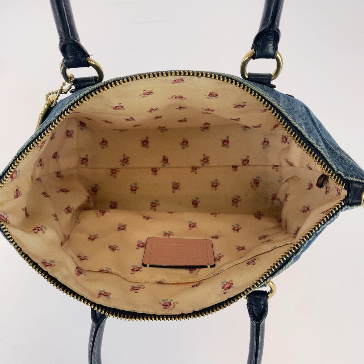 26041
COACH コーチ ミニ エマ サッチェル ブルー ネイビー ゴールド金具 レザー / デニム F44719 ハンドバッグ ショルダーバッグ レディース AB5