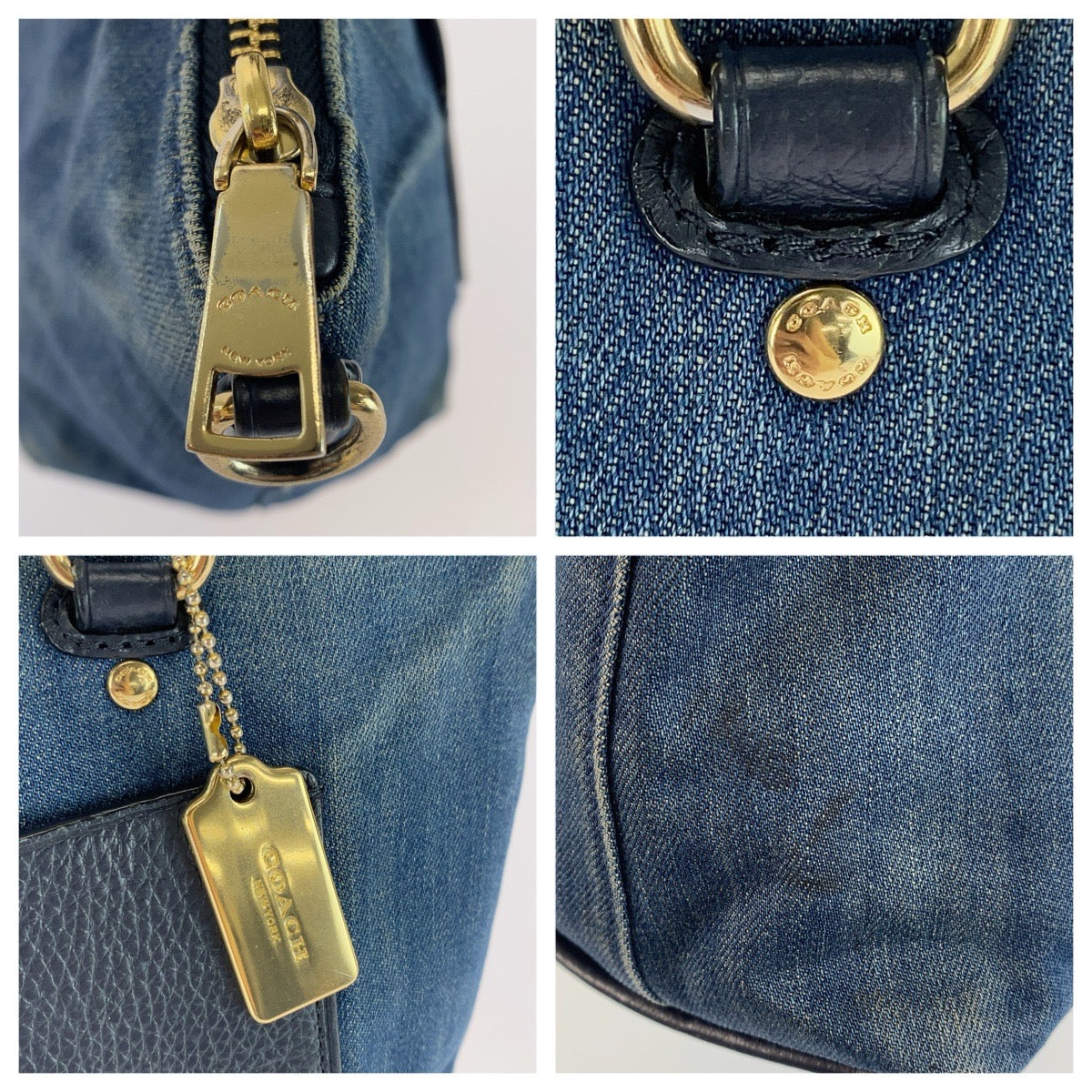 26041
COACH コーチ ミニ エマ サッチェル ブルー ネイビー ゴールド金具 レザー / デニム F44719 ハンドバッグ ショルダーバッグ レディース AB5