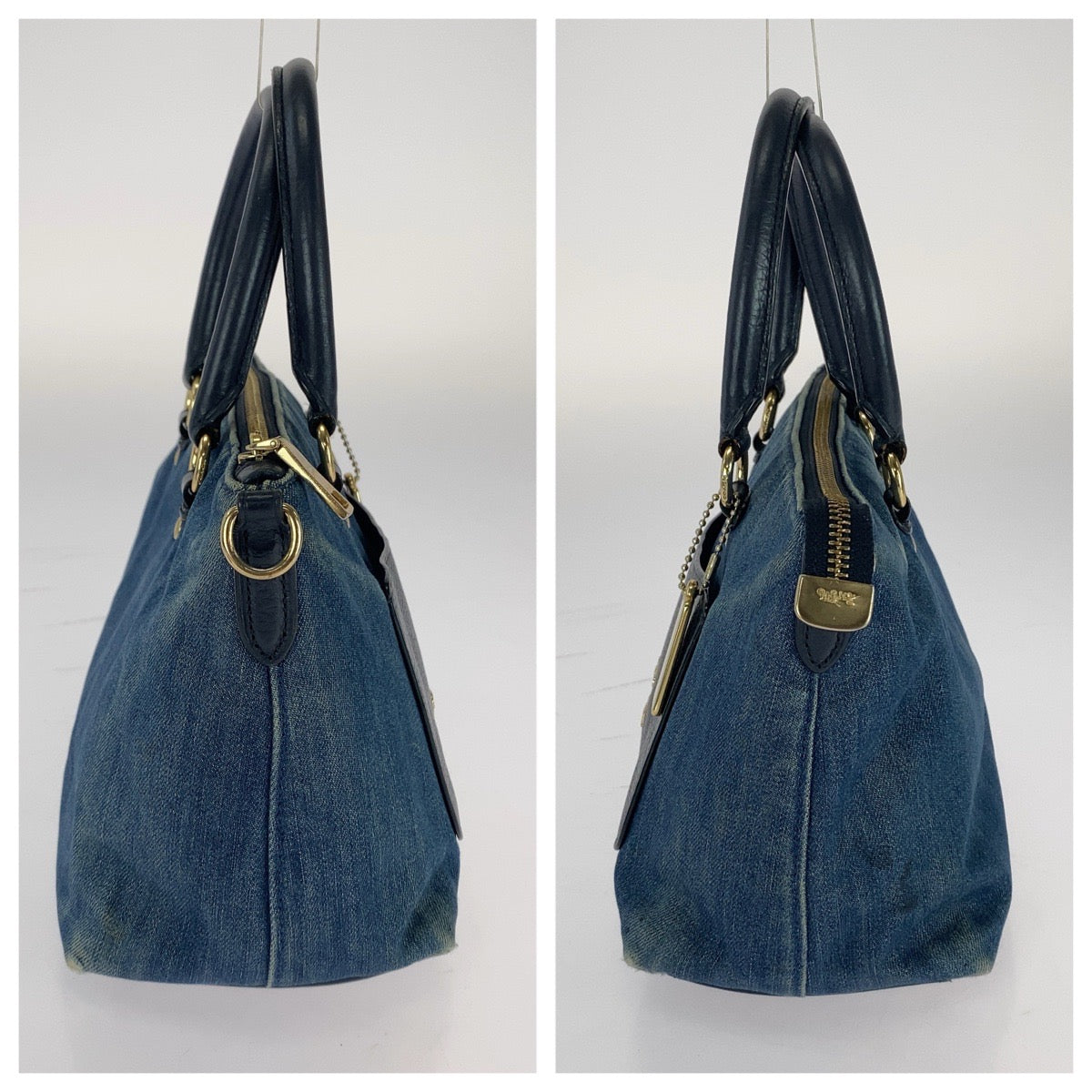 26041
COACH コーチ ミニ エマ サッチェル ブルー ネイビー ゴールド金具 レザー / デニム F44719 ハンドバッグ ショルダーバッグ レディース AB5