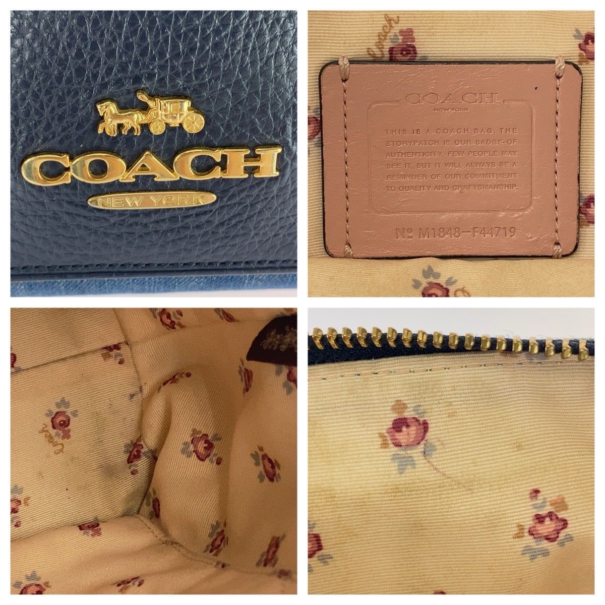 26041
COACH コーチ ミニ エマ サッチェル ブルー ネイビー ゴールド金具 レザー / デニム F44719 ハンドバッグ ショルダーバッグ レディース AB5