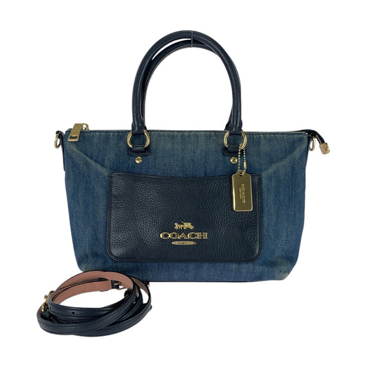 26041
COACH コーチ ミニ エマ サッチェル ブルー ネイビー ゴールド金具 レザー / デニム F44719 ハンドバッグ ショルダーバッグ レディース AB5