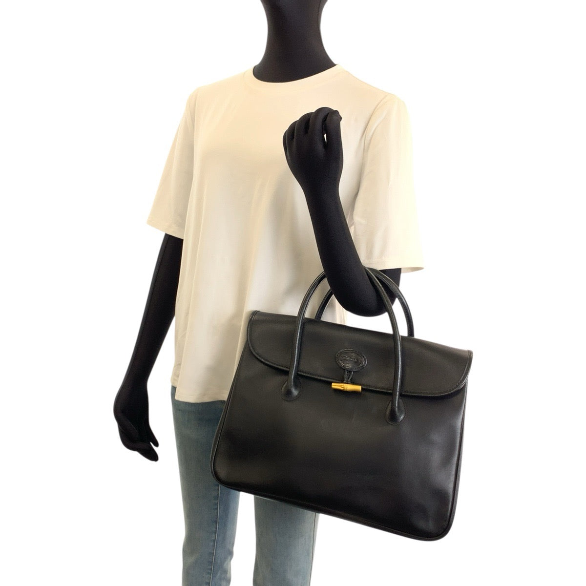 26042
Longchamp ロンシャン ロゾ ブラック 黒 ゴールド金具 レザー ハンドバッグ レディース ABP9
