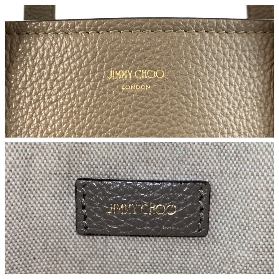 26044
JIMMY CHOO ジミーチュウ スタースタッズ ペガシ N/S グレージュ ゴールド金具 レザー トートバッグ ショルダーバッグ 2way レディース ABP30