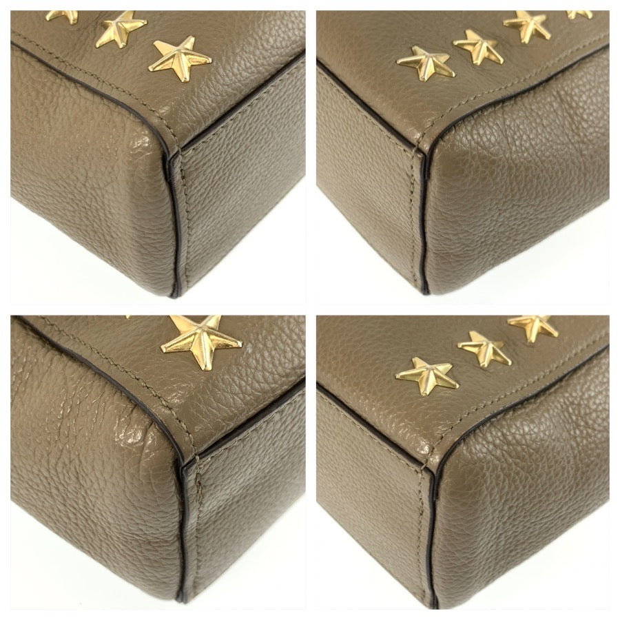 26044
JIMMY CHOO ジミーチュウ スタースタッズ ペガシ N/S グレージュ ゴールド金具 レザー トートバッグ ショルダーバッグ 2way レディース ABP30