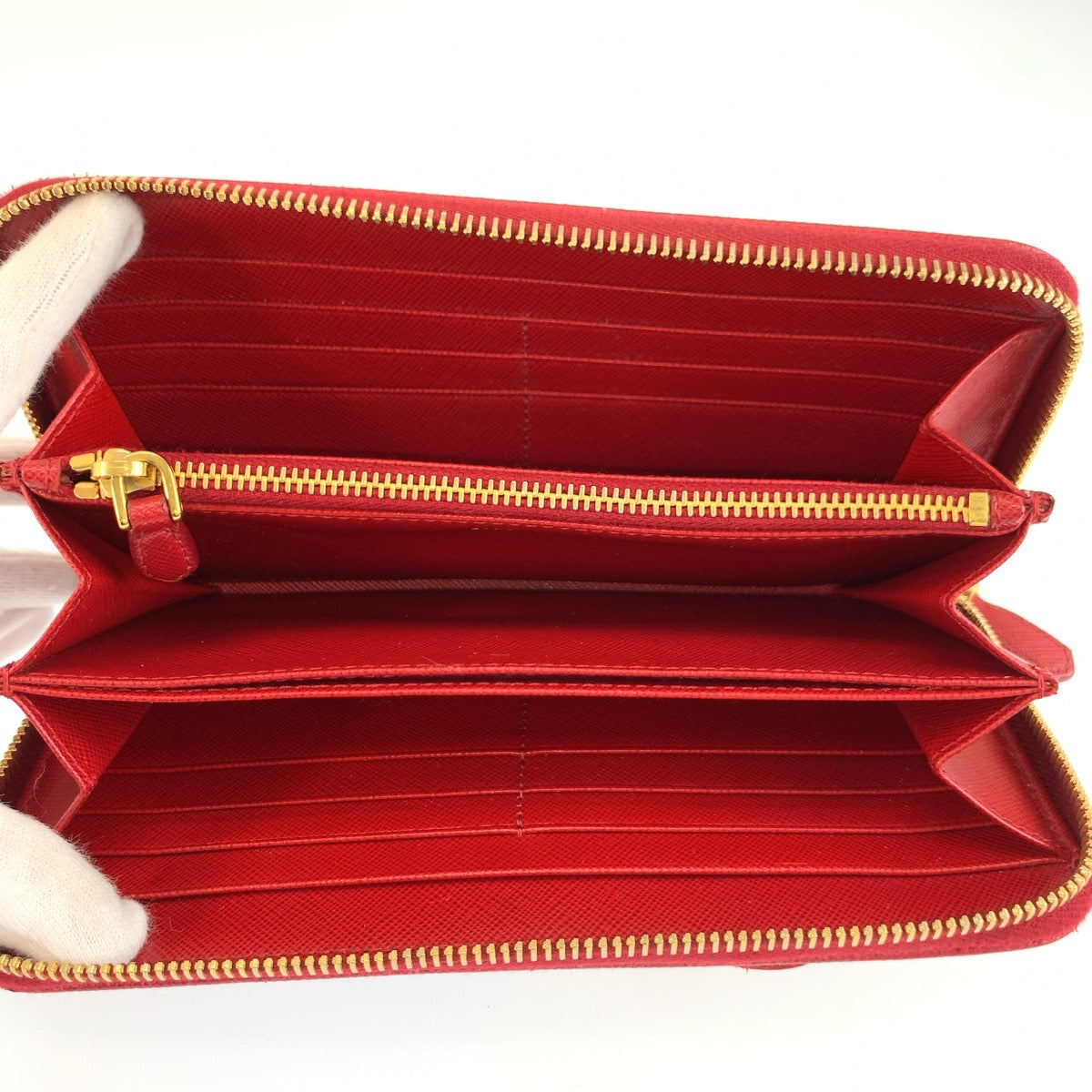 26048
PRADA プラダ サフィアーノ リボン レッド ゴールド金具 レザー 長財布 ロングウォレット レディース ABP28