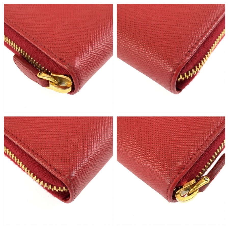 26048
PRADA プラダ サフィアーノ リボン レッド ゴールド金具 レザー 長財布 ロングウォレット レディース ABP28