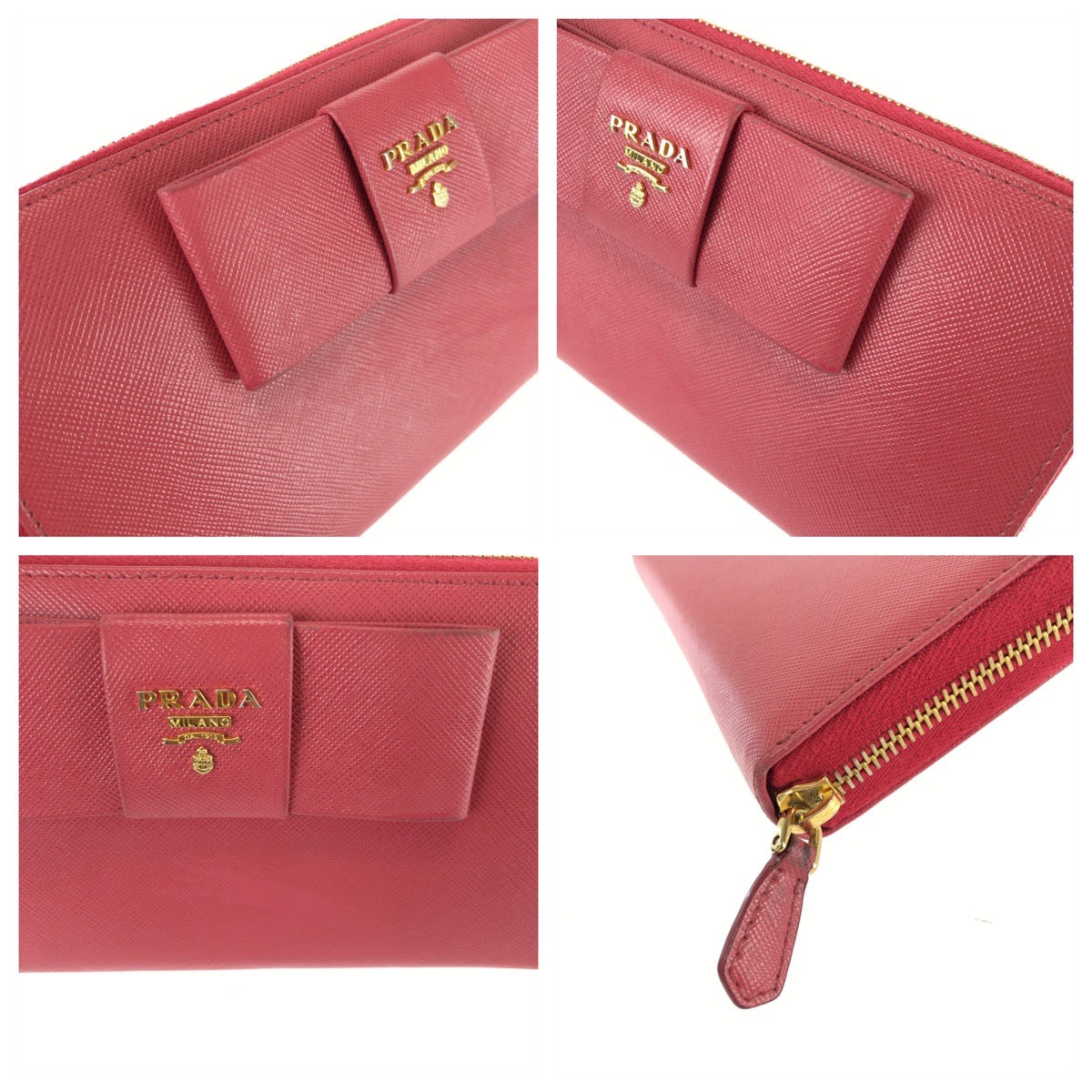26049
PRADA プラダ サフィアーノ フィオッコ ピンク ゴールド金具 レザー 長財布 ラウンドファスナー レディース AB21