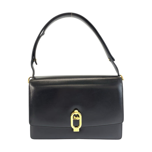 26054
CELINE セリーヌ ヴィンテージ 馬車金具 ブラック 黒 ゴールド金具 レザー ハンドバッグ ショルダーバッグ レディース A56