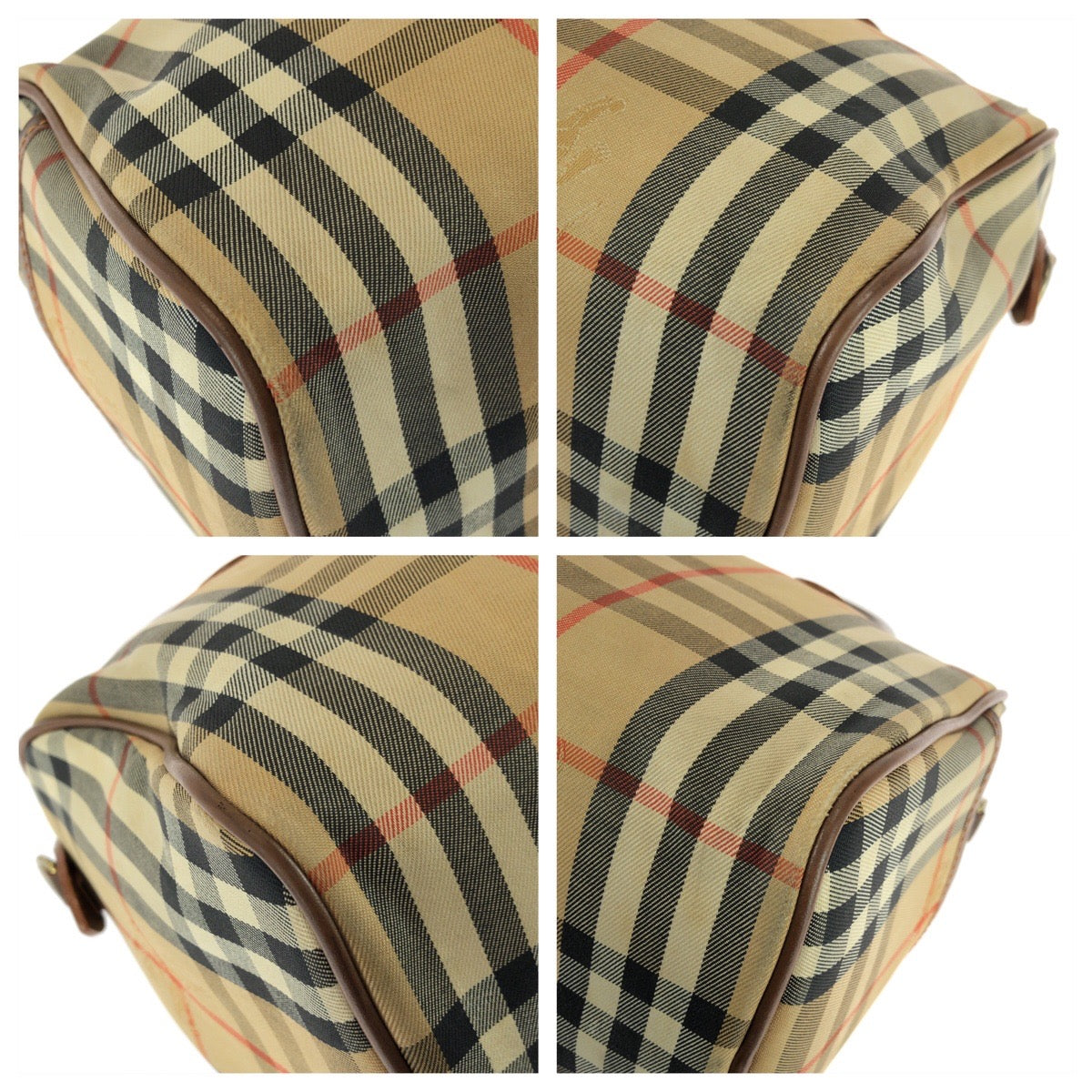 26056
BURBERRY バーバリー ヴィンテージ チェック柄 ベージュ ブラウン ゴールド金具 キャンバス / レザー ハンドバッグ ミニボストンバッグ レディース ABP28