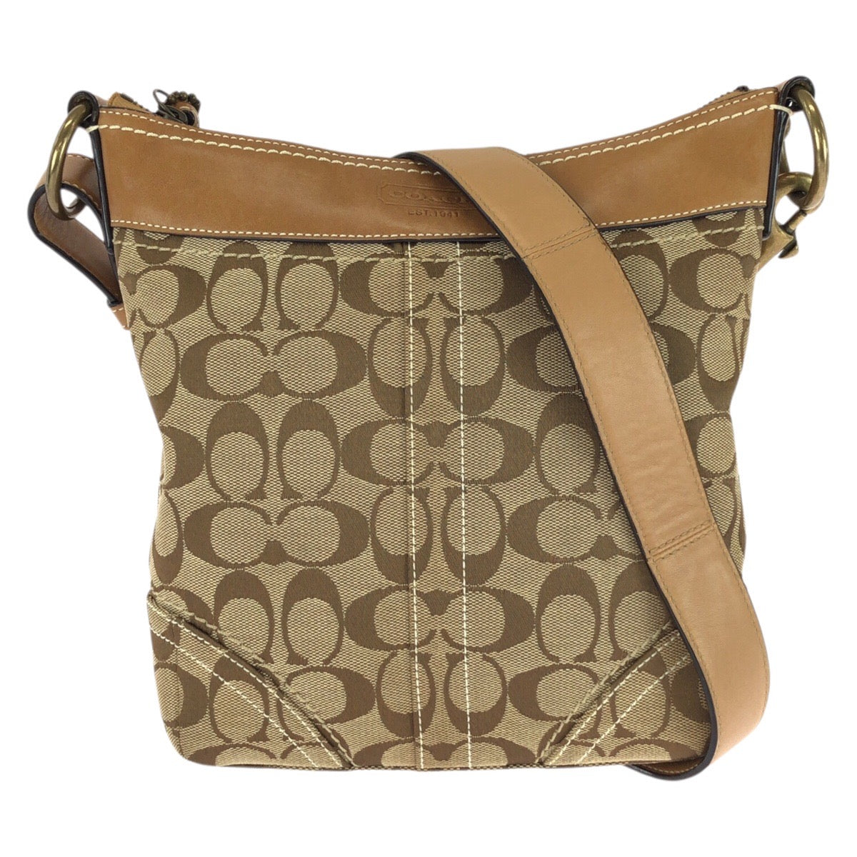 26057
COACH コーチ シグネチャー ベージュ ブラウン ゴールド金具 キャンバス / レザー 10402 ショルダーバッグ レディース ABP10