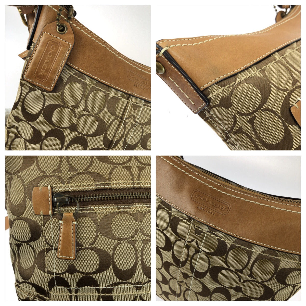 26057
COACH コーチ シグネチャー ベージュ ブラウン ゴールド金具 キャンバス / レザー 10402 ショルダーバッグ レディース ABP10