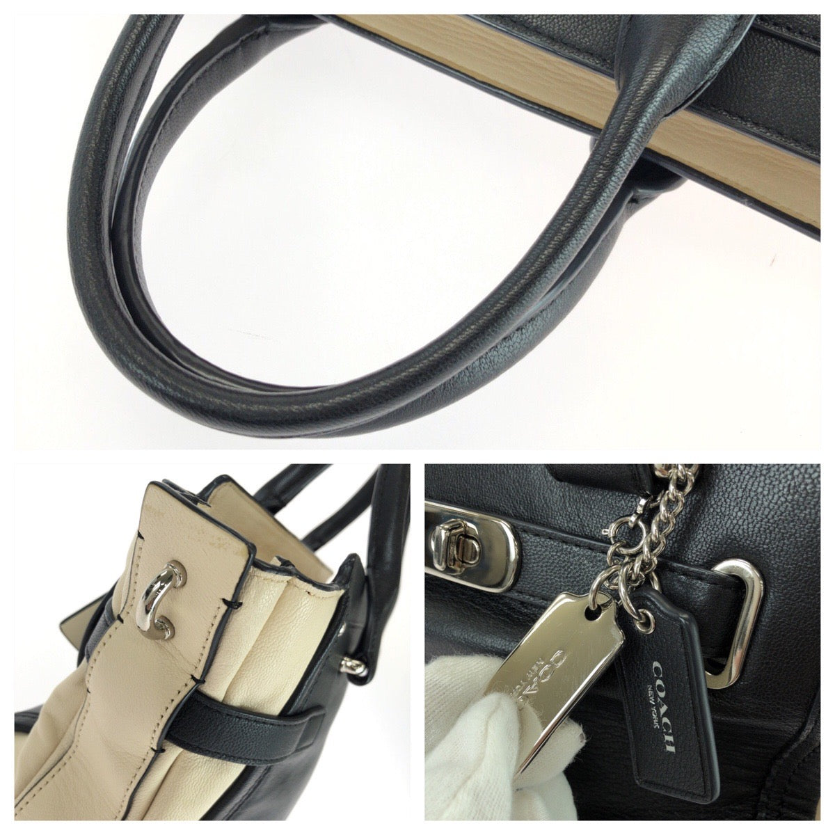 26058
COACH コーチ スワッガー 27 2way ブラック ホワイト シルバー金具 レザー 55193 ハンドバッグ ショルダーバッグ レディース ABP10