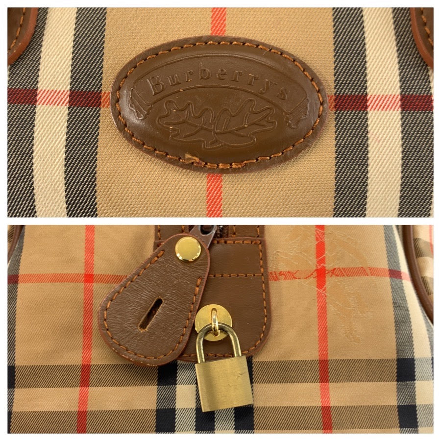 26059
Burberrys バーバリーズ ヴィンテージ シャドーホース チェック柄 ベージュ ブラウン ゴールド金具 キャンバス / レザー ボストンバッグ ハンドバッグ レディース ABP30