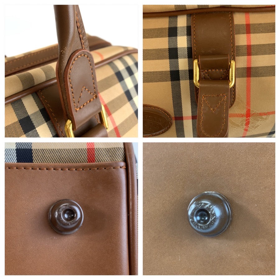 26059
Burberrys バーバリーズ ヴィンテージ シャドーホース チェック柄 ベージュ ブラウン ゴールド金具 キャンバス / レザー ボストンバッグ ハンドバッグ レディース ABP30