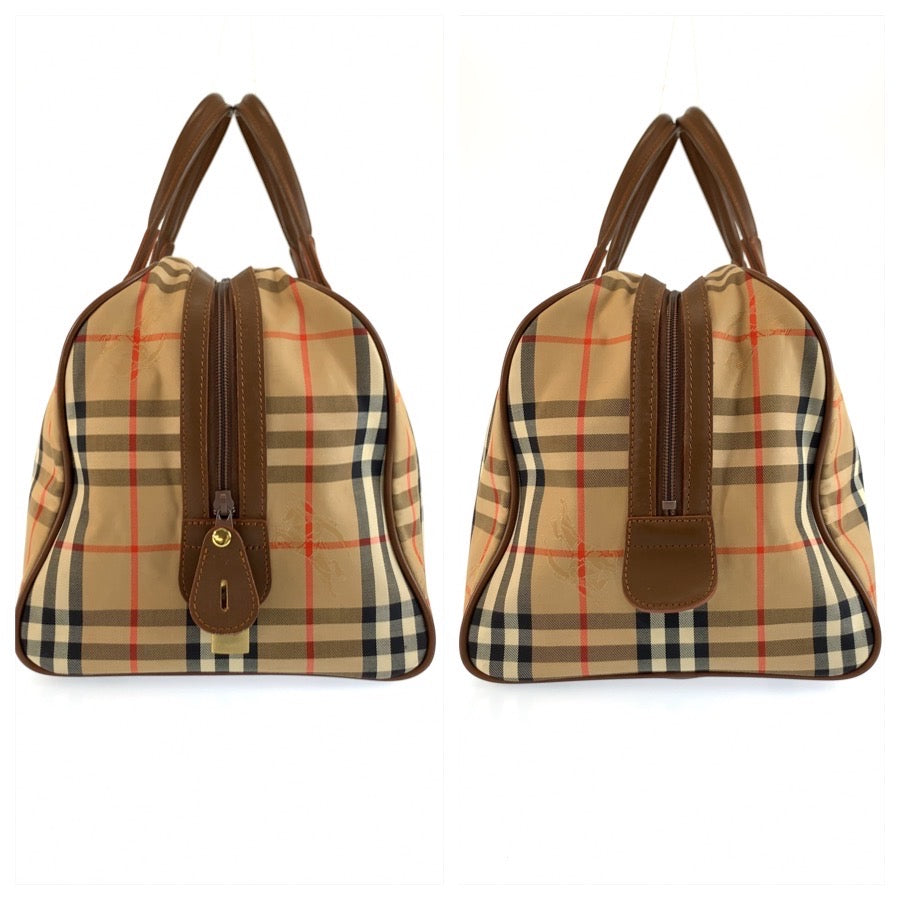 26059
Burberrys バーバリーズ ヴィンテージ シャドーホース チェック柄 ベージュ ブラウン ゴールド金具 キャンバス / レザー ボストンバッグ ハンドバッグ レディース ABP30