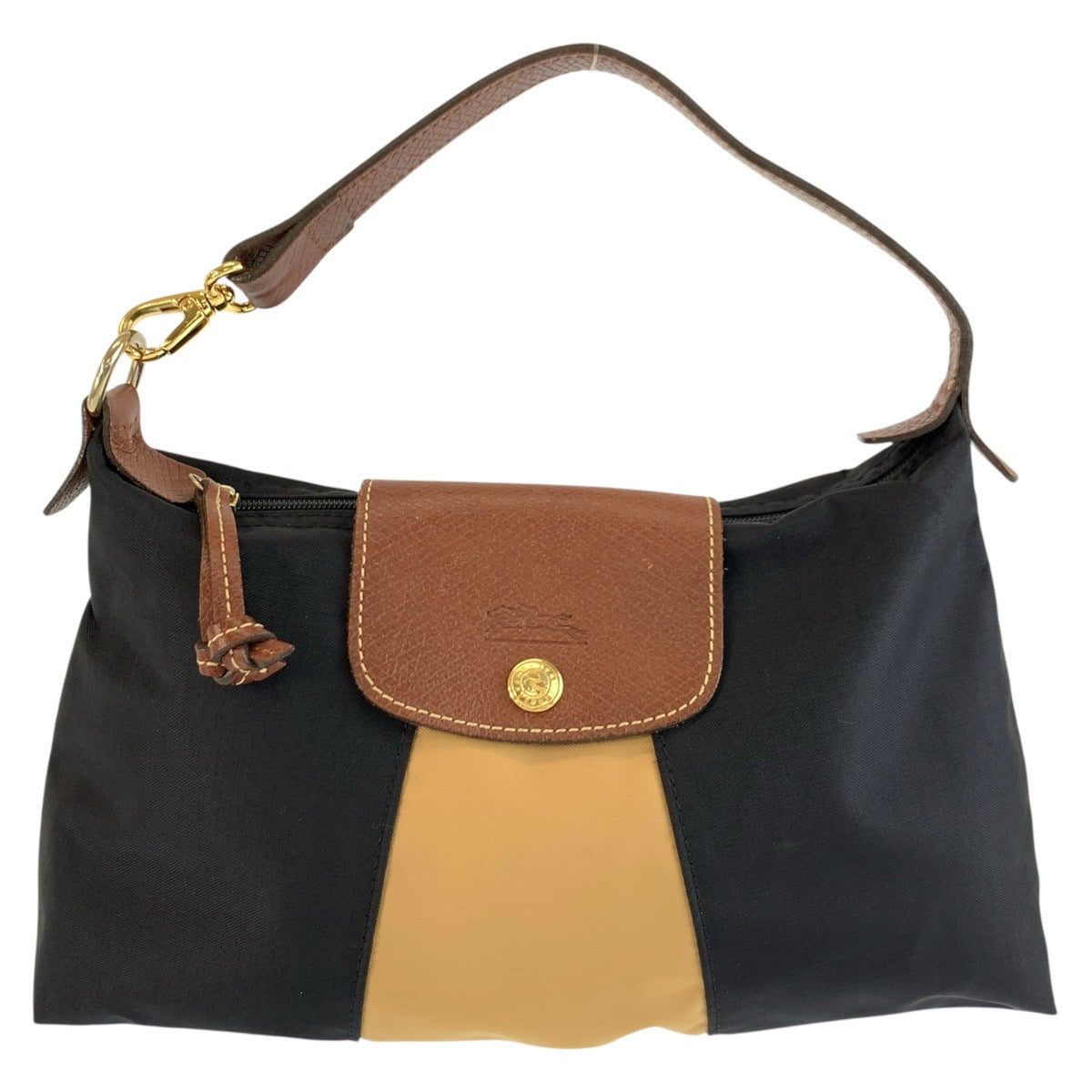 26060
Longchamp ロンシャン ブラック 黒 ブラウン ゴールド金具 ナイロン ハンドバッグ レディース AB14