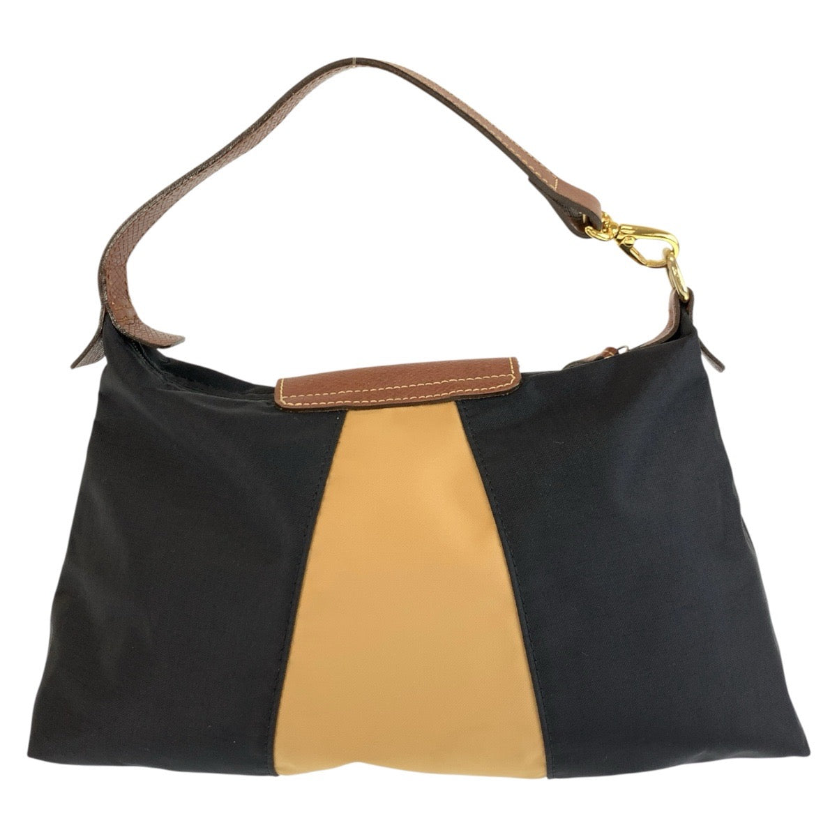 26060
Longchamp ロンシャン ブラック 黒 ブラウン ゴールド金具 ナイロン ハンドバッグ レディース AB14
