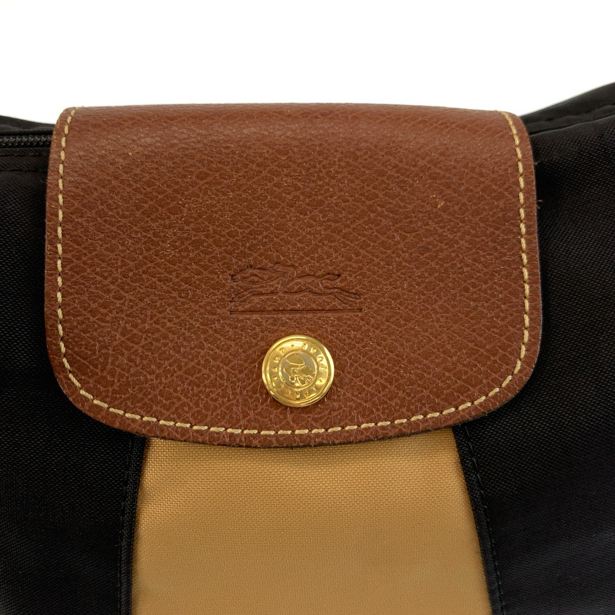 26060
Longchamp ロンシャン ブラック 黒 ブラウン ゴールド金具 ナイロン ハンドバッグ レディース AB14