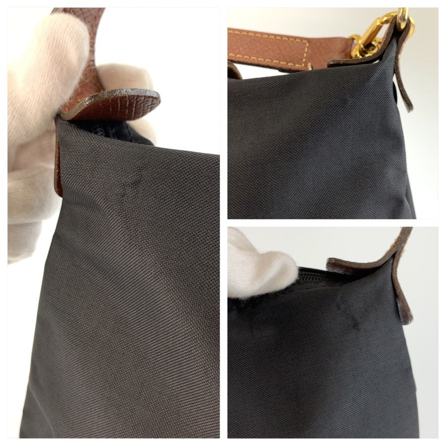 26060
Longchamp ロンシャン ブラック 黒 ブラウン ゴールド金具 ナイロン ハンドバッグ レディース AB14