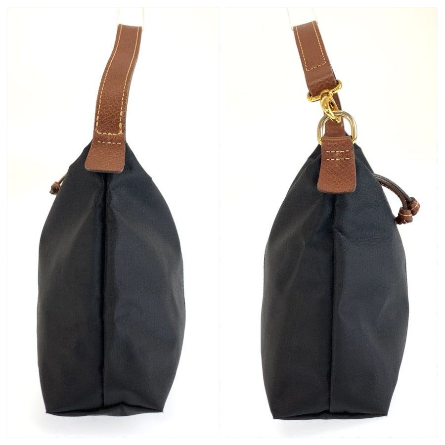 26060
Longchamp ロンシャン ブラック 黒 ブラウン ゴールド金具 ナイロン ハンドバッグ レディース AB14