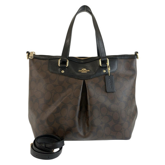 26061
COACH コーチ シグネチャー ブラウン ブラック ゴールド金具 PVC F34614 トートバッグ ショルダーバッグ 2way レディース A15