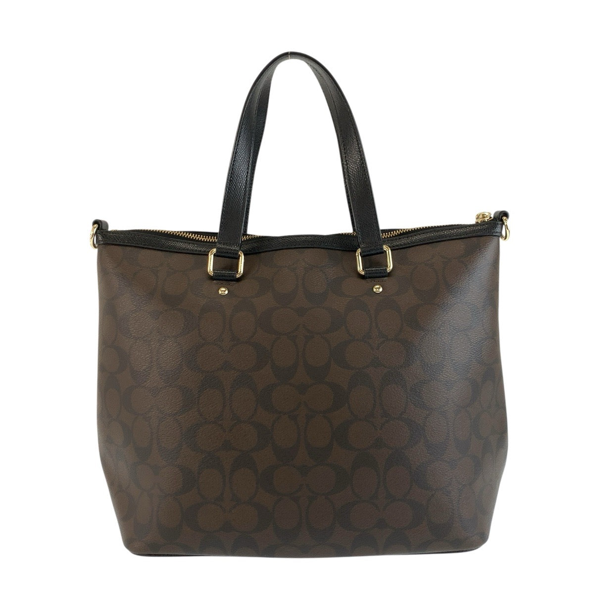 26061
COACH コーチ シグネチャー ブラウン ブラック ゴールド金具 PVC F34614 トートバッグ ショルダーバッグ 2way レディース A15