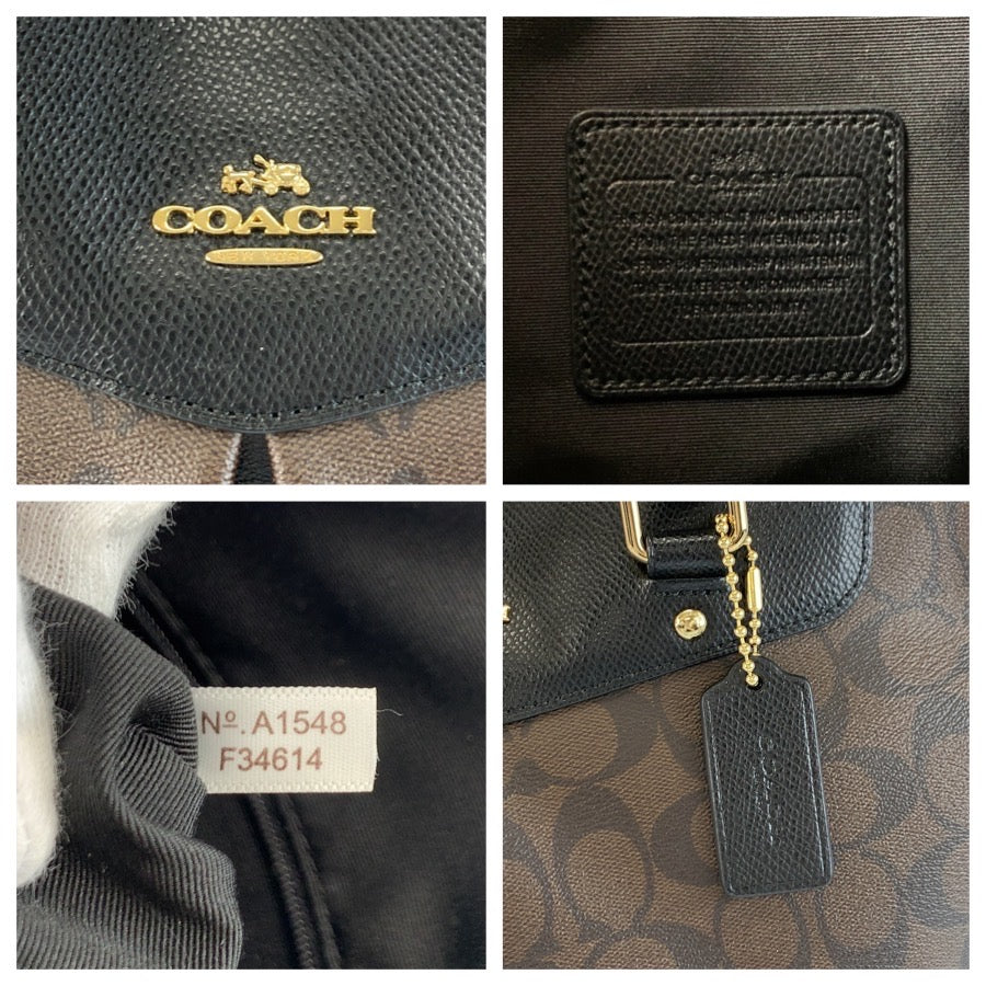 26061
COACH コーチ シグネチャー ブラウン ブラック ゴールド金具 PVC F34614 トートバッグ ショルダーバッグ 2way レディース A15