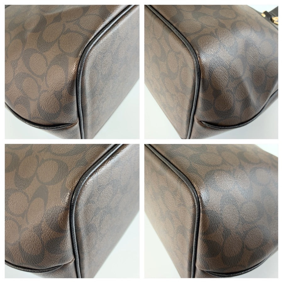 26061
COACH コーチ シグネチャー ブラウン ブラック ゴールド金具 PVC F34614 トートバッグ ショルダーバッグ 2way レディース A15