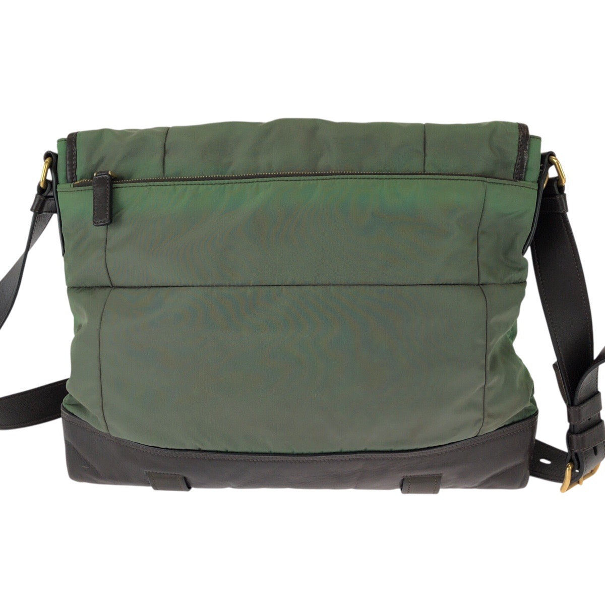 26063
PRADA プラダ ヴィンテージ テスート フロントロゴ グリーン ダークブラウン ゴールド金具 ナイロン / レザー ショルダーバッグ メッセンジャーバッグ メンズ AB28