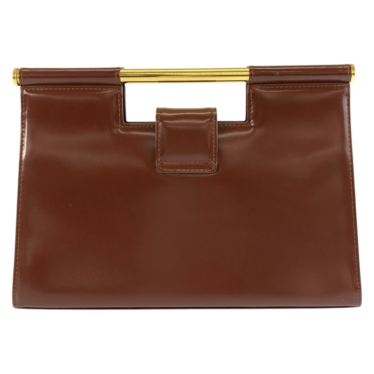 26064
YVES SAINT LAURENT イヴ サンローラン ヴィンテージ ブラウン ゴールド金具 レザー ハンドバッグ クラッチバッグ レディース A35