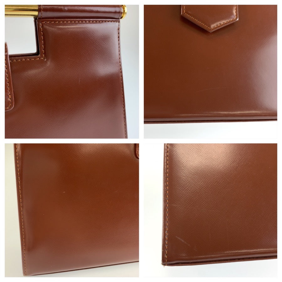 26064
YVES SAINT LAURENT イヴ サンローラン ヴィンテージ ブラウン ゴールド金具 レザー ハンドバッグ クラッチバッグ レディース A35