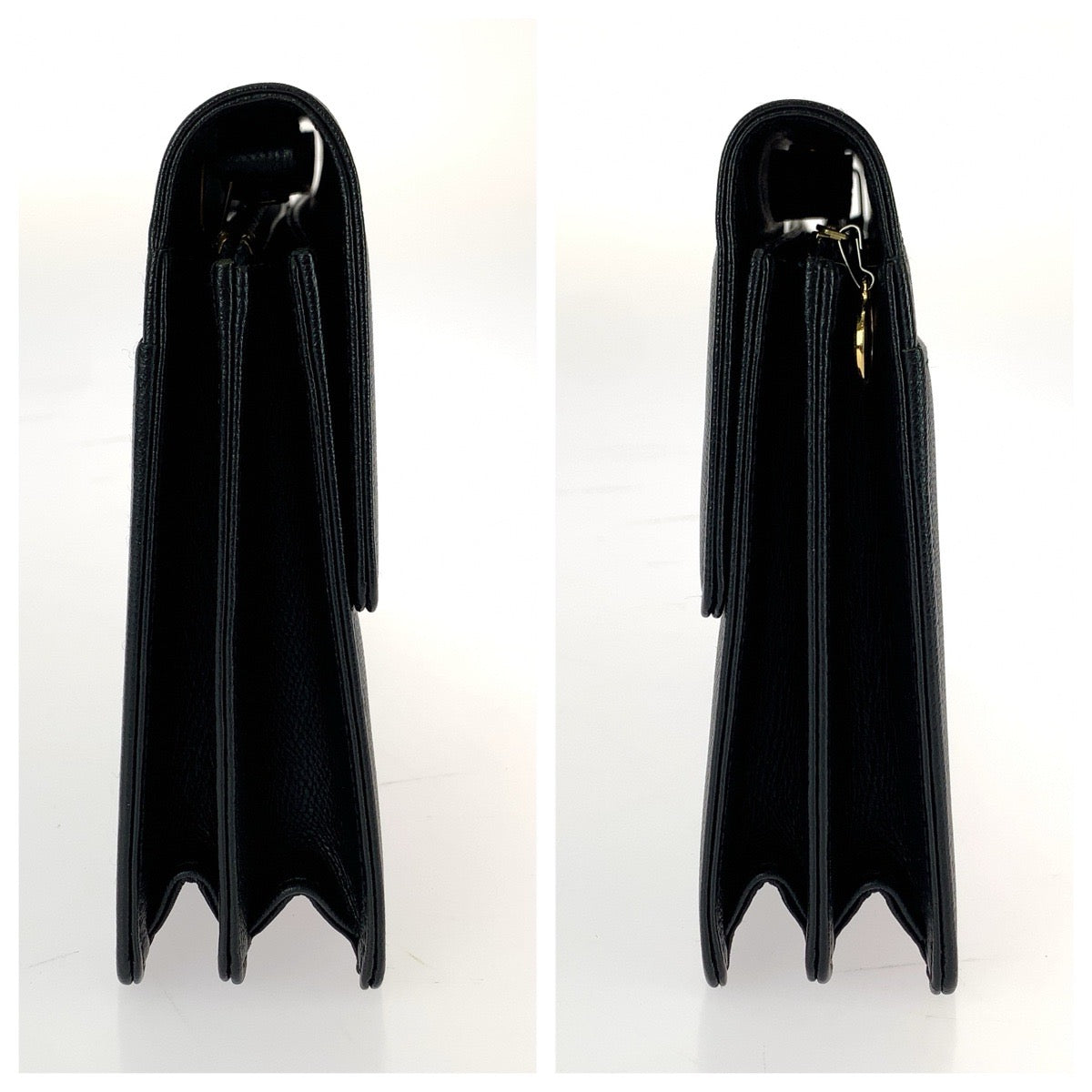 25995
YVES SAINT LAURENT イヴ サンローラン ブラック 黒 ゴールド金具 レザー クラッチバッグ セカンドバッグ メンズ AB9