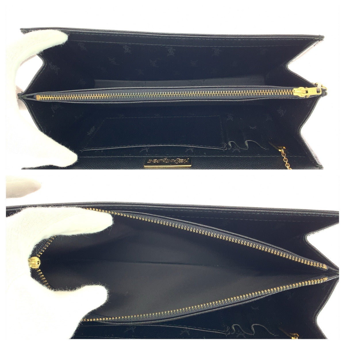 25995
YVES SAINT LAURENT イヴ サンローラン ブラック 黒 ゴールド金具 レザー クラッチバッグ セカンドバッグ メンズ AB9
