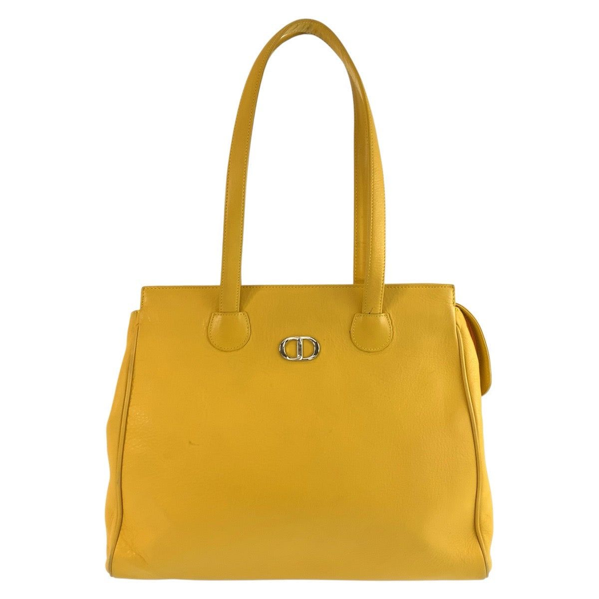 26068
Christian Dior クリスチャンディオール ヴィンテージ CDロゴ イエロー シルバー金具 レザー トートバッグ ショルダーバッグ レディース ABP42