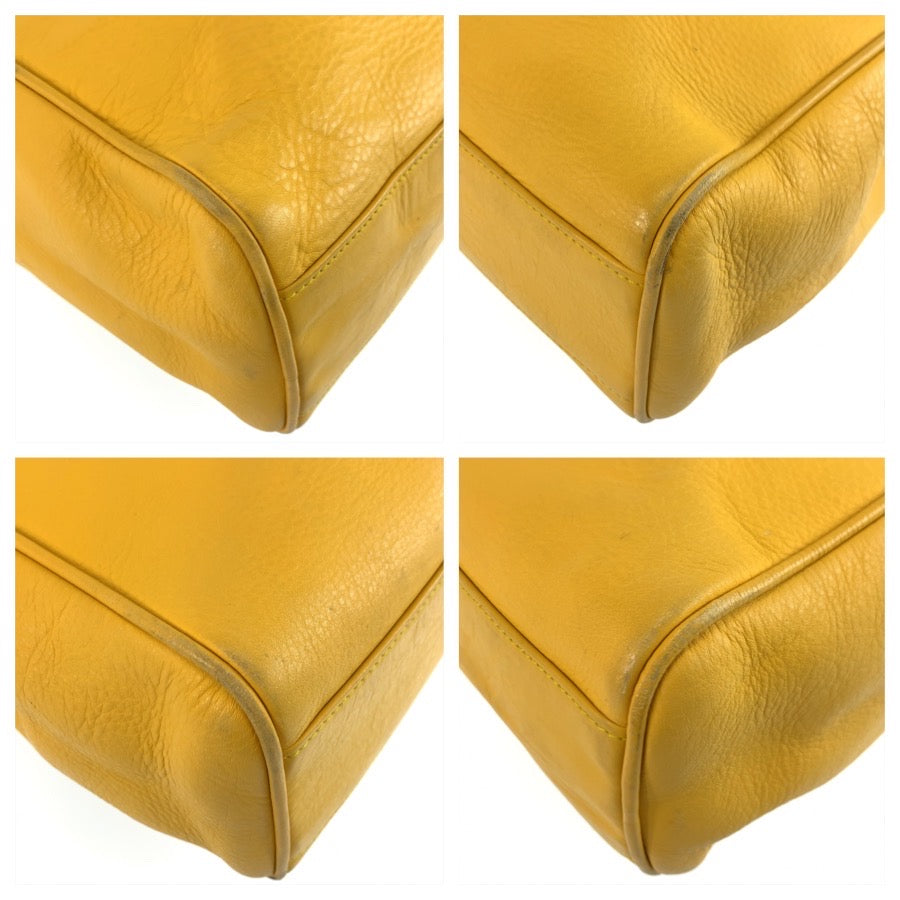 26068
Christian Dior クリスチャンディオール ヴィンテージ CDロゴ イエロー シルバー金具 レザー トートバッグ ショルダーバッグ レディース ABP42