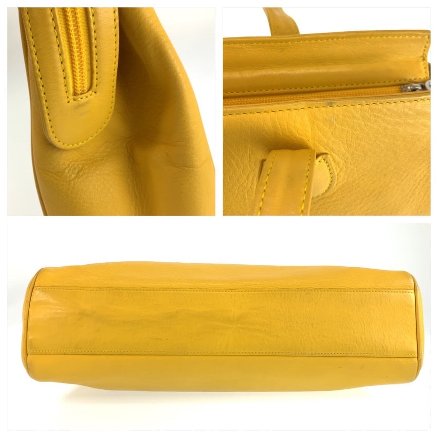 26068
Christian Dior クリスチャンディオール ヴィンテージ CDロゴ イエロー シルバー金具 レザー トートバッグ ショルダーバッグ レディース ABP42