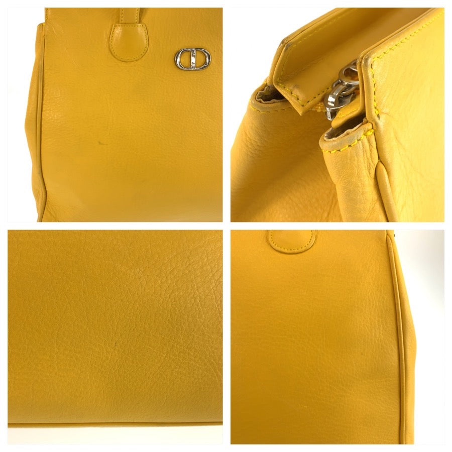 26068
Christian Dior クリスチャンディオール ヴィンテージ CDロゴ イエロー シルバー金具 レザー トートバッグ ショルダーバッグ レディース ABP42