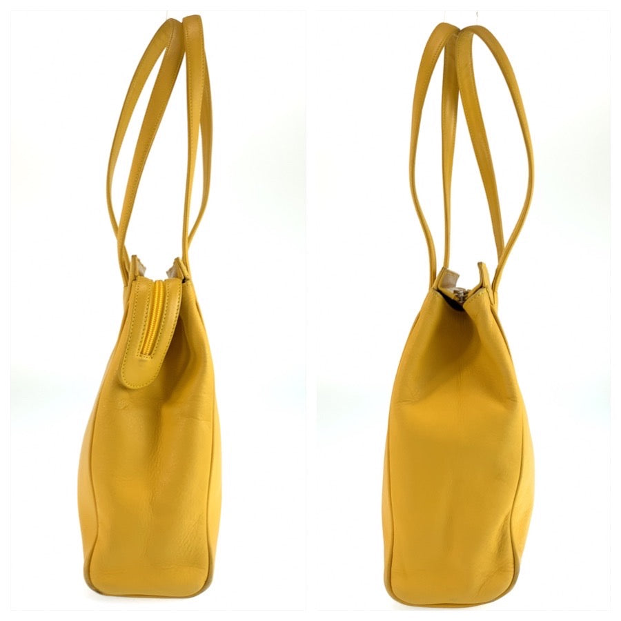 26068
Christian Dior クリスチャンディオール ヴィンテージ CDロゴ イエロー シルバー金具 レザー トートバッグ ショルダーバッグ レディース ABP42