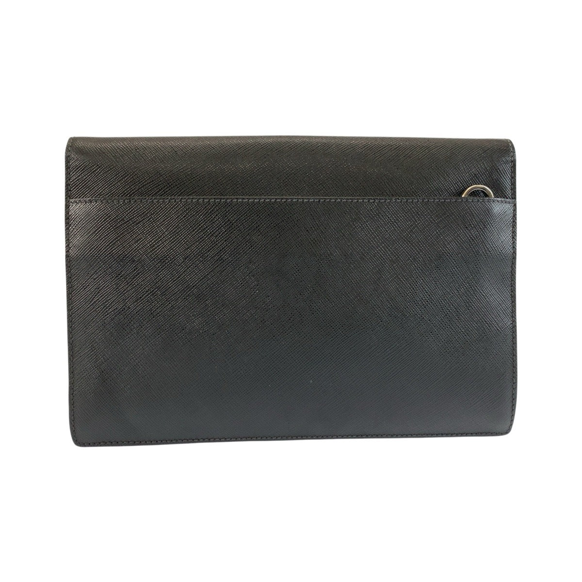 26070
PRADA プラダ サフィアーノ ブラック 黒 シルバー金具 レザー クラッチバッグ セカンドバッグ メンズ AB21