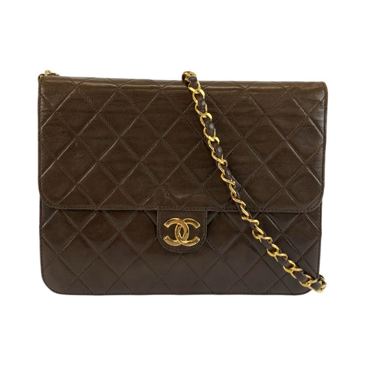 26074
CHANEL シャネル ヴィンテージ マトラッセ ブラウン ゴールド金具 レザー チェーンショルダーバッグ レディース ABP900