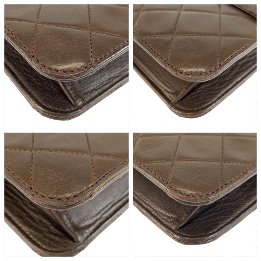 26074
CHANEL シャネル ヴィンテージ マトラッセ ブラウン ゴールド金具 レザー チェーンショルダーバッグ レディース ABP900