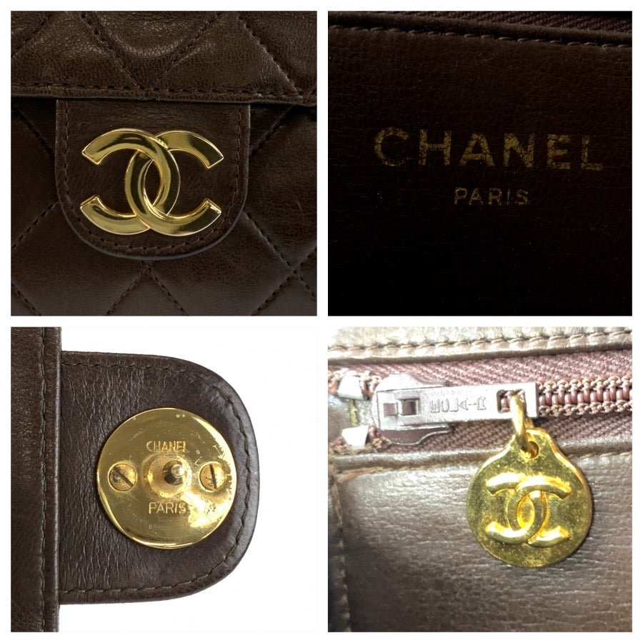 26074
CHANEL シャネル ヴィンテージ マトラッセ ブラウン ゴールド金具 レザー チェーンショルダーバッグ レディース ABP900