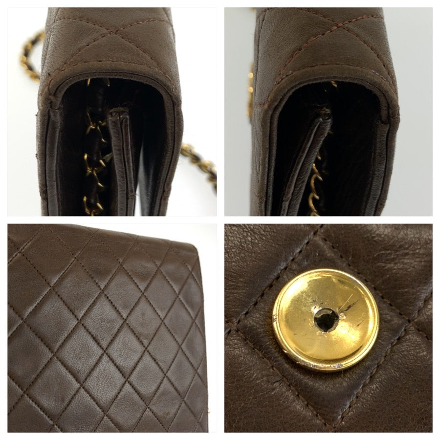 26074
CHANEL シャネル ヴィンテージ マトラッセ ブラウン ゴールド金具 レザー チェーンショルダーバッグ レディース ABP900