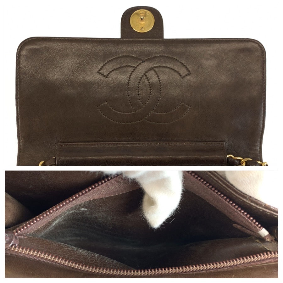 26074
CHANEL シャネル ヴィンテージ マトラッセ ブラウン ゴールド金具 レザー チェーンショルダーバッグ レディース ABP900